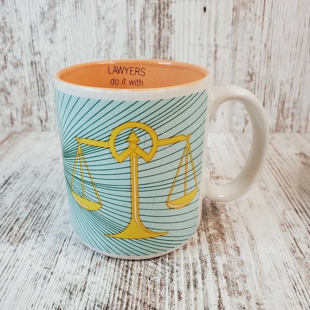 Vintage 1985 Enesco Lawyers Do It With Judgement Coffee Tea Mug Cup Humor